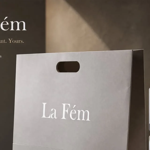 حقيبة ورقية مطبوعة لعلامة La Fém ضمن أعمال OTRAKÇI REKLAM